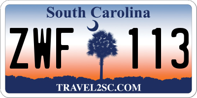 SC license plate ZWF113
