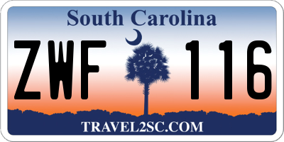SC license plate ZWF116