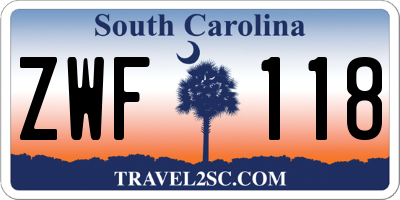 SC license plate ZWF118