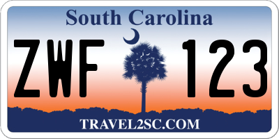 SC license plate ZWF123