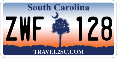 SC license plate ZWF128