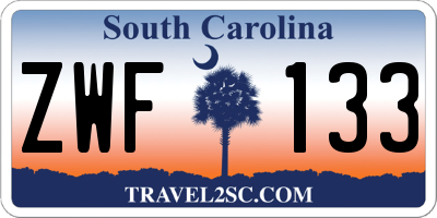 SC license plate ZWF133