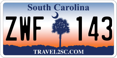 SC license plate ZWF143