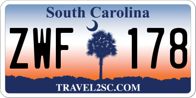 SC license plate ZWF178