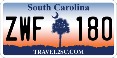 SC license plate ZWF180