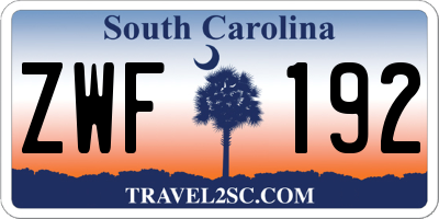 SC license plate ZWF192