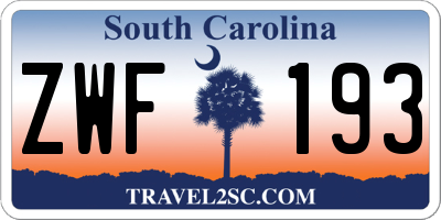SC license plate ZWF193