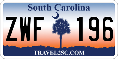 SC license plate ZWF196