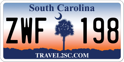 SC license plate ZWF198
