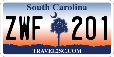 SC license plate ZWF201