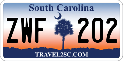 SC license plate ZWF202