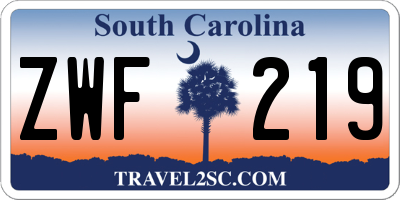 SC license plate ZWF219