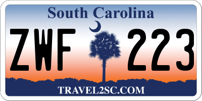 SC license plate ZWF223