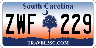 SC license plate ZWF229