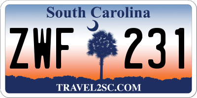 SC license plate ZWF231