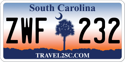 SC license plate ZWF232