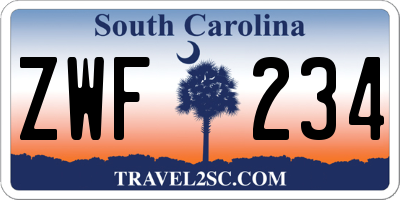 SC license plate ZWF234