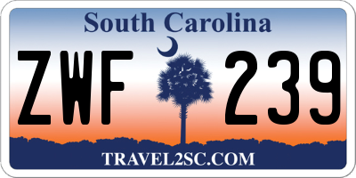 SC license plate ZWF239