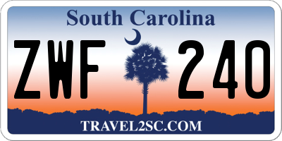 SC license plate ZWF240