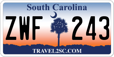 SC license plate ZWF243