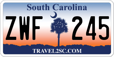 SC license plate ZWF245
