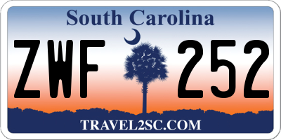 SC license plate ZWF252