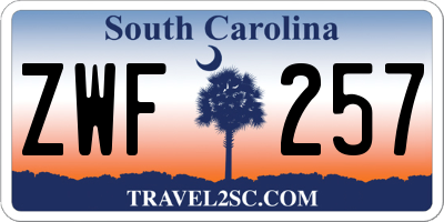 SC license plate ZWF257