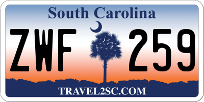 SC license plate ZWF259