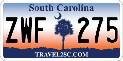 SC license plate ZWF275