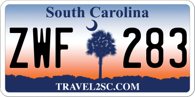 SC license plate ZWF283