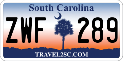 SC license plate ZWF289