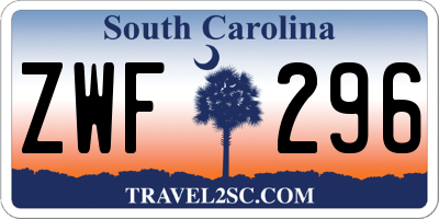 SC license plate ZWF296