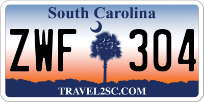 SC license plate ZWF304