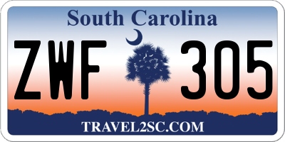 SC license plate ZWF305