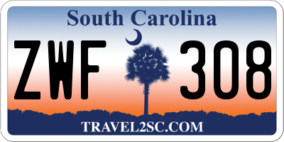 SC license plate ZWF308