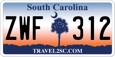 SC license plate ZWF312