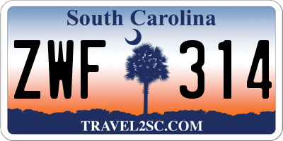 SC license plate ZWF314