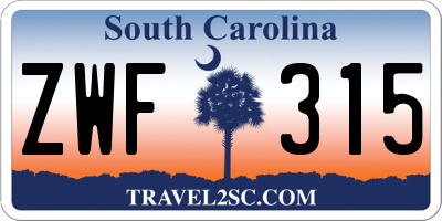 SC license plate ZWF315