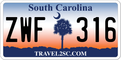 SC license plate ZWF316