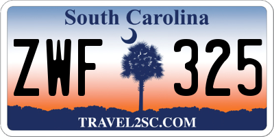 SC license plate ZWF325