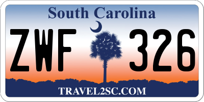 SC license plate ZWF326