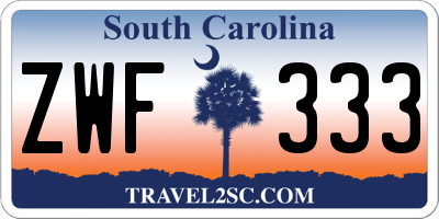 SC license plate ZWF333