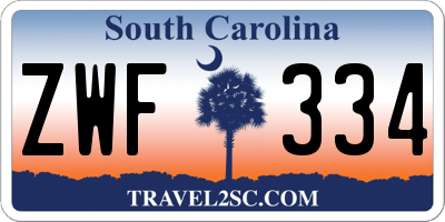 SC license plate ZWF334
