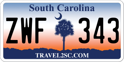 SC license plate ZWF343
