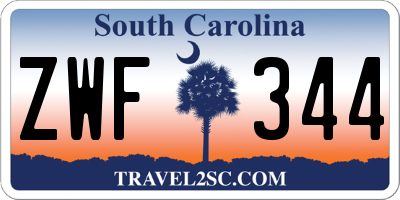 SC license plate ZWF344