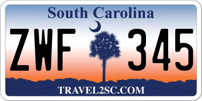 SC license plate ZWF345