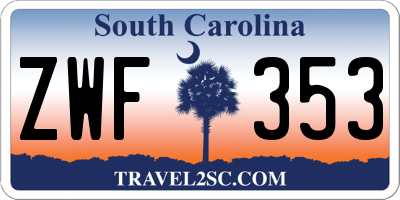 SC license plate ZWF353