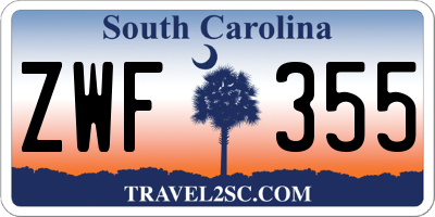 SC license plate ZWF355