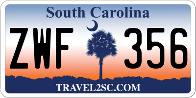 SC license plate ZWF356