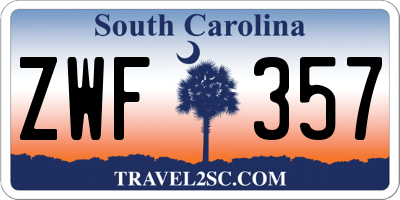 SC license plate ZWF357